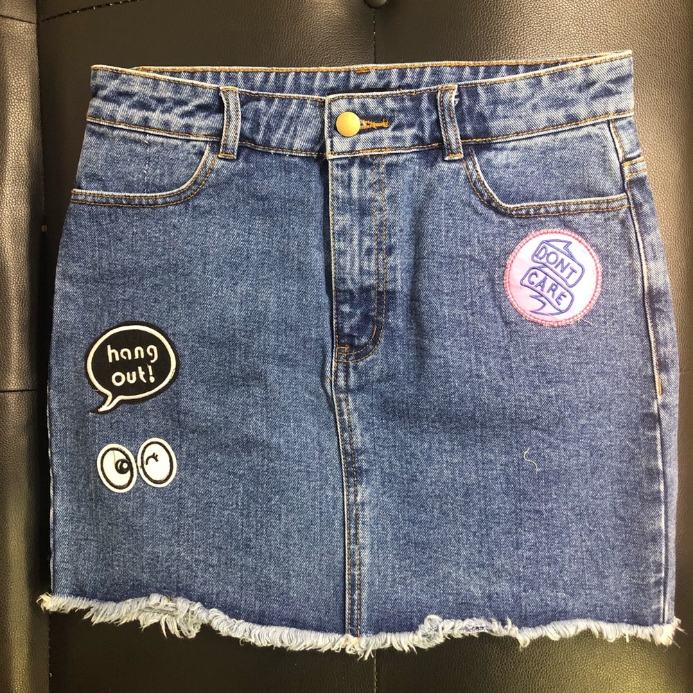 BRAND NEW Patch Denim Mini Skirt